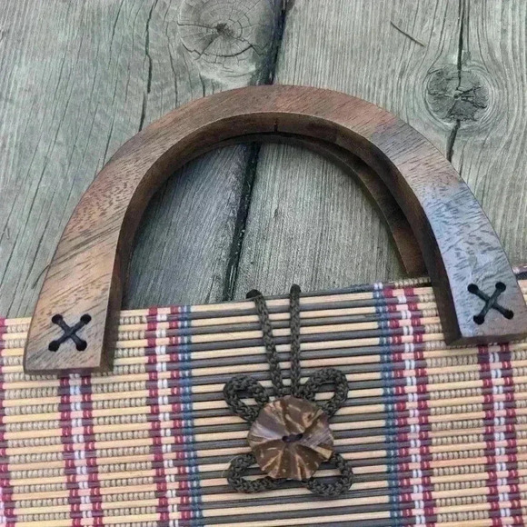 Vintage small bag with wooden handle - Picture 3 of 9